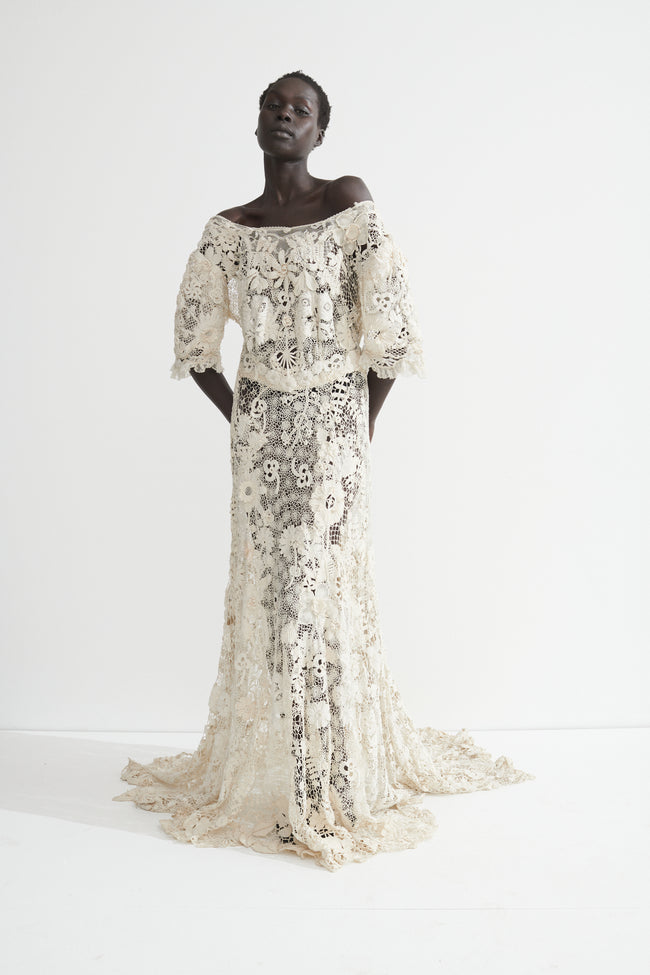 Irish Crochet Lace Gown - Desert Vintage